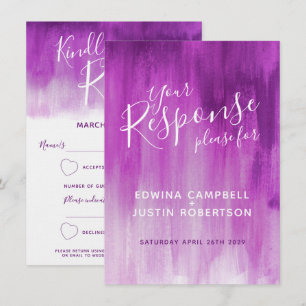 Mauve purple abstract art wedding reply RSVP Invitation