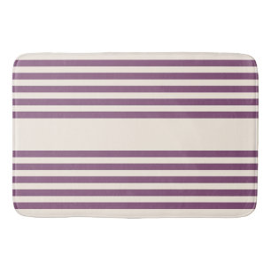 Mauve purple and beige five stripes pattern bath mat