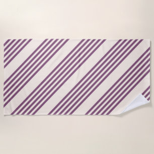 Mauve purple and beige five stripes pattern beach towel