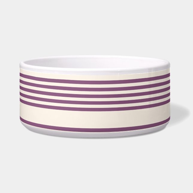 Mauve purple and beige five stripes pattern bowl (Front)