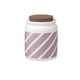 Mauve purple and beige five stripes pattern candy jar