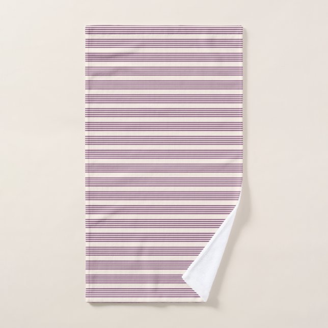 Mauve purple and beige five stripes pattern hand towel  (Hand Towel)