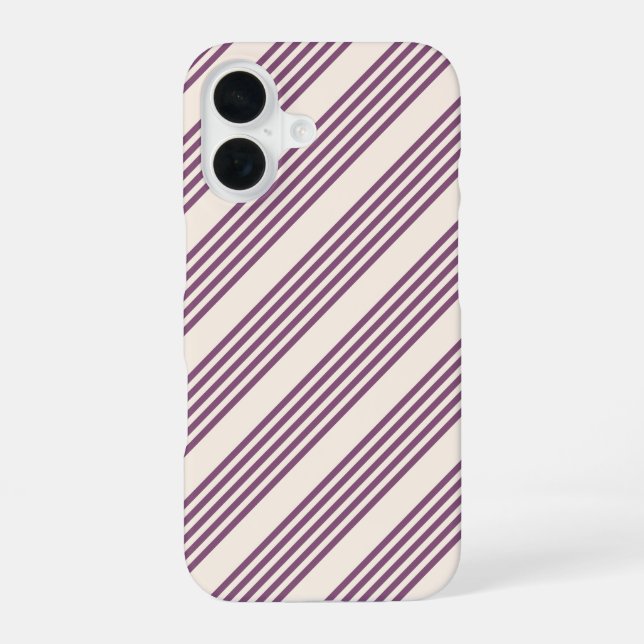 Mauve purple and beige five stripes pattern iPhone case (Back)