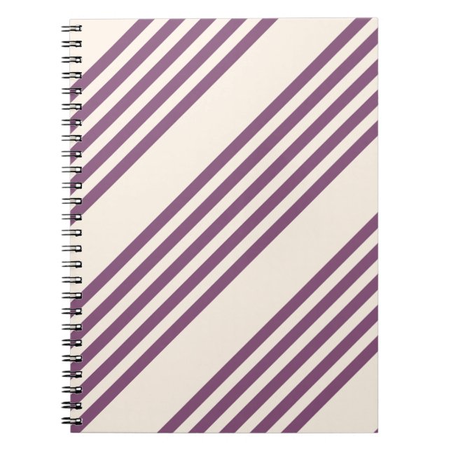 Mauve purple and beige five stripes pattern notebook (Front)