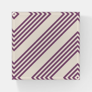Mauve purple and beige five stripes pattern paperweight