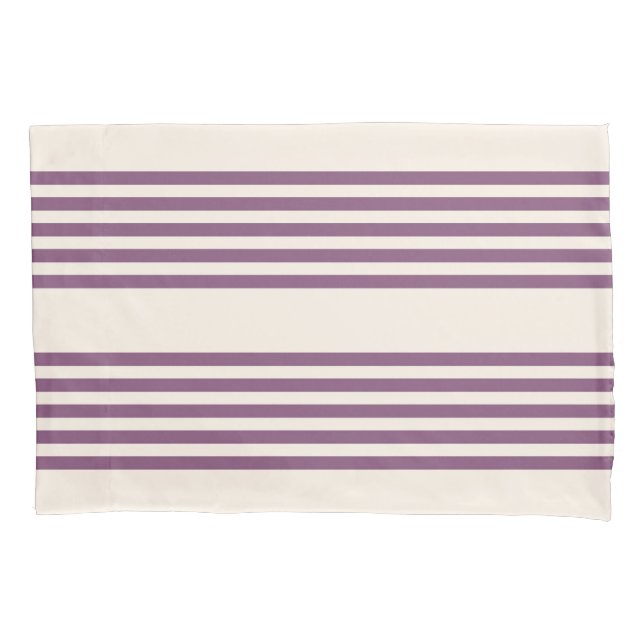Mauve purple and beige five stripes pattern pillow case (Front)