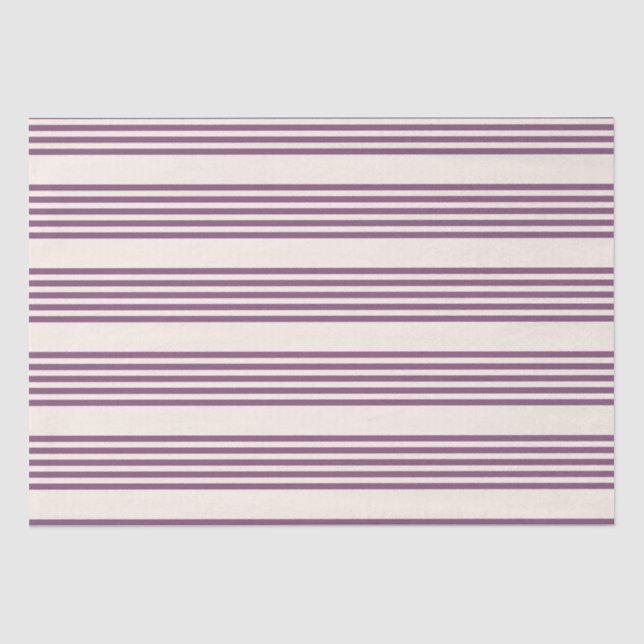 Mauve purple and beige five stripes pattern tissue paper (Front)