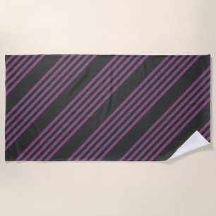 Mauve purple and charcoal five stripes pattern beach towel