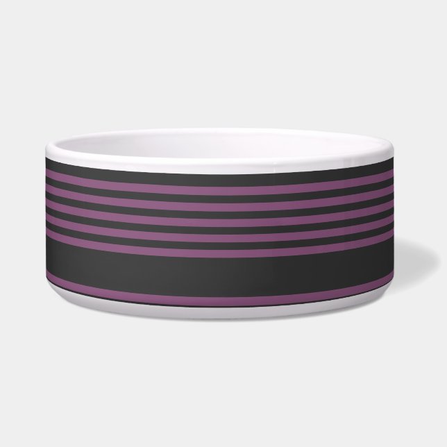 Mauve purple and charcoal five stripes pattern bowl (Front)