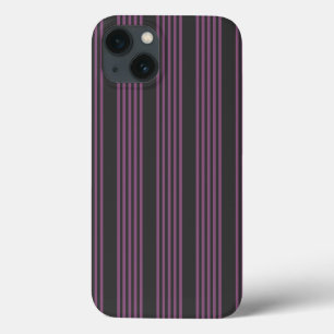 Mauve purple and charcoal five stripes pattern iPhone 13 case