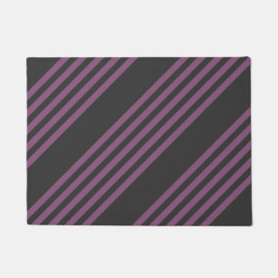 Mauve purple and charcoal five stripes pattern doormat