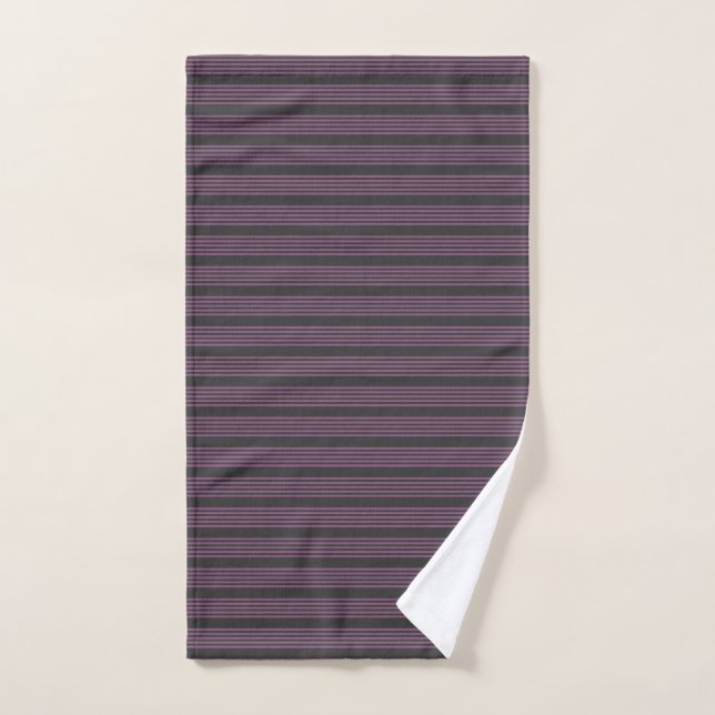 Mauve purple and charcoal five stripes pattern hand towel  (Hand Towel)
