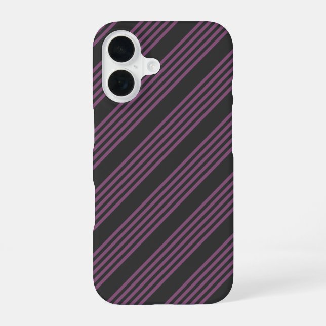 Mauve purple and charcoal five stripes pattern iPhone case (Back)