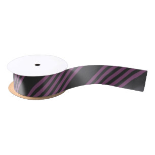 Mauve purple and charcoal five stripes pattern satin ribbon