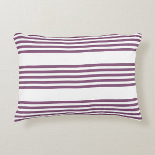Mauve purple and white five stripes pattern accent pillow