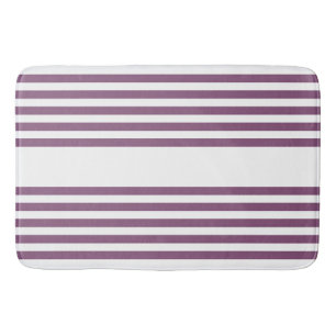 Mauve purple and white five stripes pattern bath mat