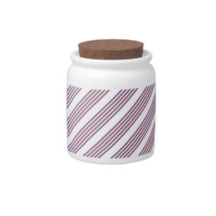 Mauve purple and white five stripes pattern candy jar