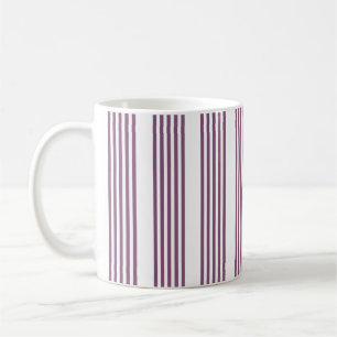 Mauve purple and white five stripes pattern coffee mug