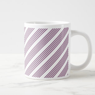 Mauve purple and white five stripes pattern giant coffee mug