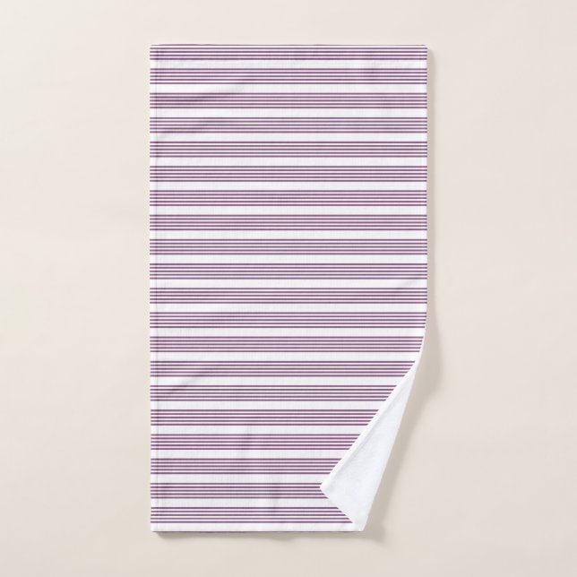 Mauve purple and white five stripes pattern hand towel  (Hand Towel)
