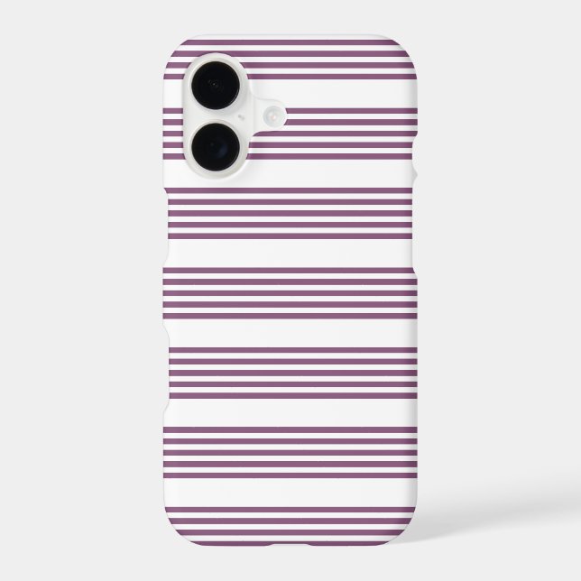 Mauve purple and white five stripes pattern iPhone case (Back)