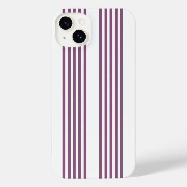 Mauve purple and white five stripes pattern iPhone case (Back)