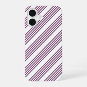Mauve purple and white five stripes pattern iPhone 16 case