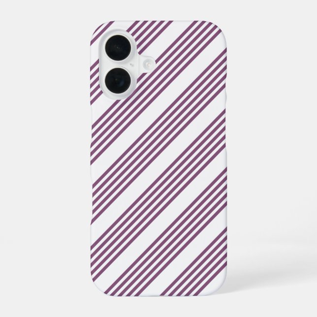 Mauve purple and white five stripes pattern iPhone case (Back)