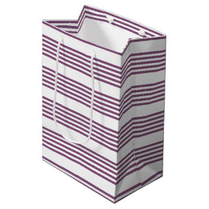 Mauve purple and white five stripes pattern medium gift bag