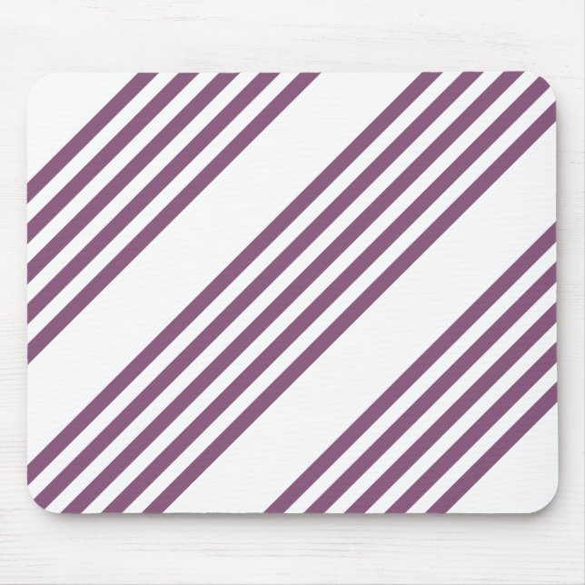 Mauve purple and white five stripes pattern mouse pad (Front)