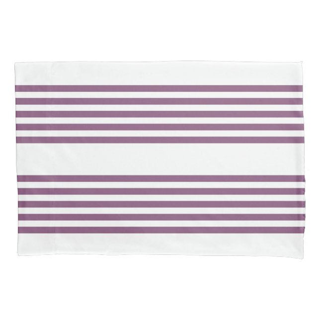 Mauve purple and white five stripes pattern pillow case (Front)