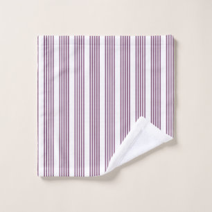 Mauve purple and white five stripes pattern wash cloth