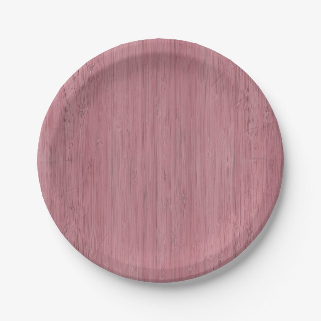 Mauve Purple Bamboo Wood Grain Look Paper Plates (Front)