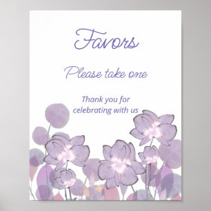 Mauve purple blush floral Favors please take one   Poster