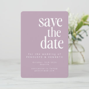 Mauve Purple Bold Minimalist Modern Wedding Save The Date