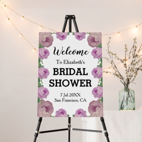 Mauve Purple Floral Bridal Shower Foam Board