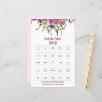 Mauve Purple floral Girl Baby Shower Bingo Game