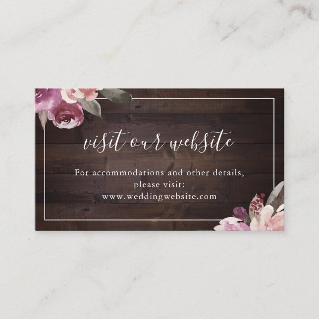Mauve purple floral rustic website Insert card (Front)
