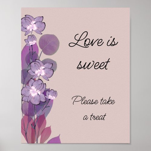 Mauve purple love is sweet bridal shower   poster