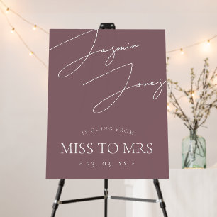 Mauve Purple Minimal Script Miss To Mrs Shower Foam Board