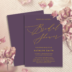 Mauve Purple Modern Minimalist Bridal Shower Invitation