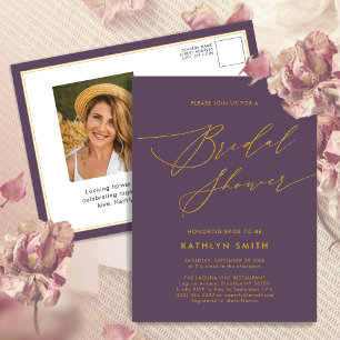 Mauve Purple Modern Minimalist Bridal Shower Invitation Postcard