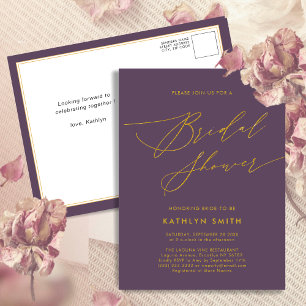 Mauve Purple Modern Minimalist Bridal Shower Invitation Postcard