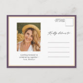 Mauve Purple Modern Minimalist Bridal Shower Invitation Postcard (Back)