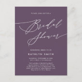 Mauve Purple Modern Minimalist Bridal Shower Invitation Postcard (Front)