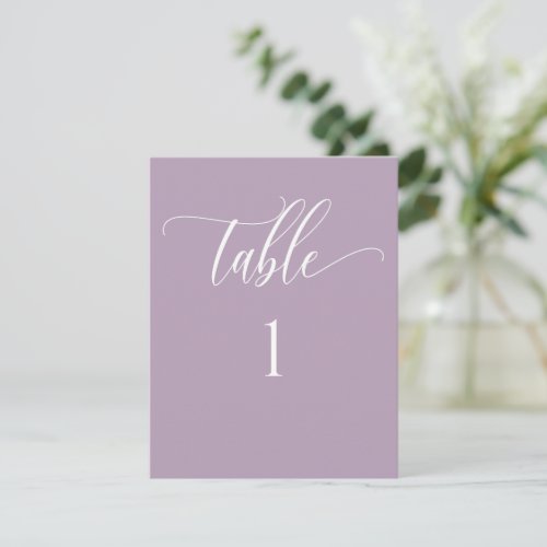 Mauve Purple Modern Minimalist Table Number
