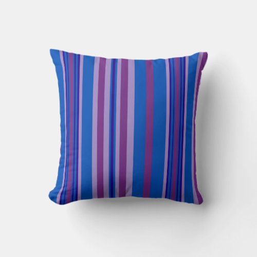 Mauve Purple Navy Blue Deckchair Stripes Throw Pillow
