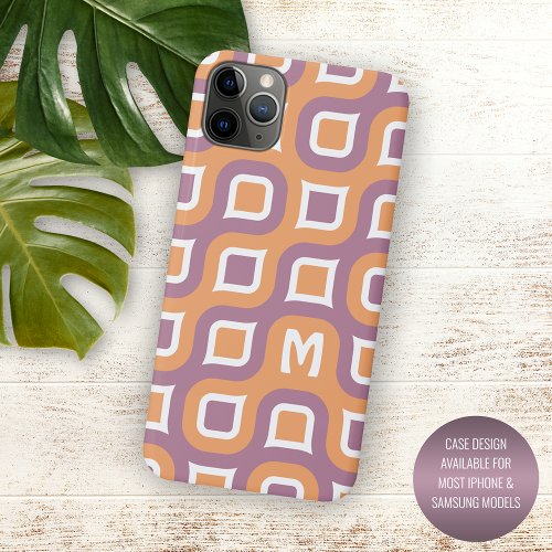 Mauve Purple Peach Orange White Midcentury Pattern iPhone 11 Pro Max Case