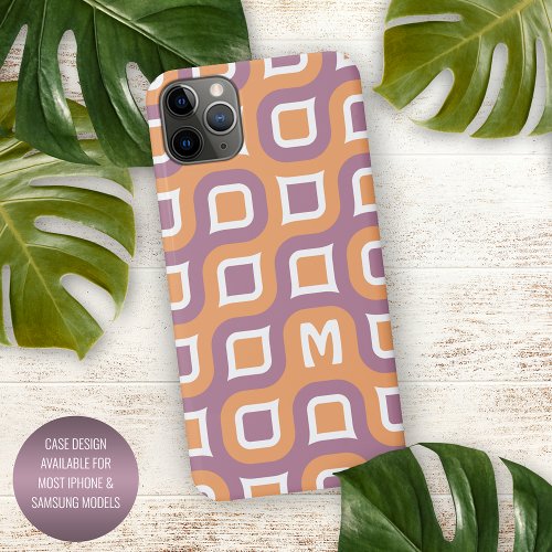 Mauve Purple Peach Orange White Midcentury Pattern iPhone 11Pro Max Case