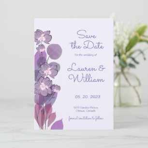 Mauve purple periwinkle floral  Save The Date